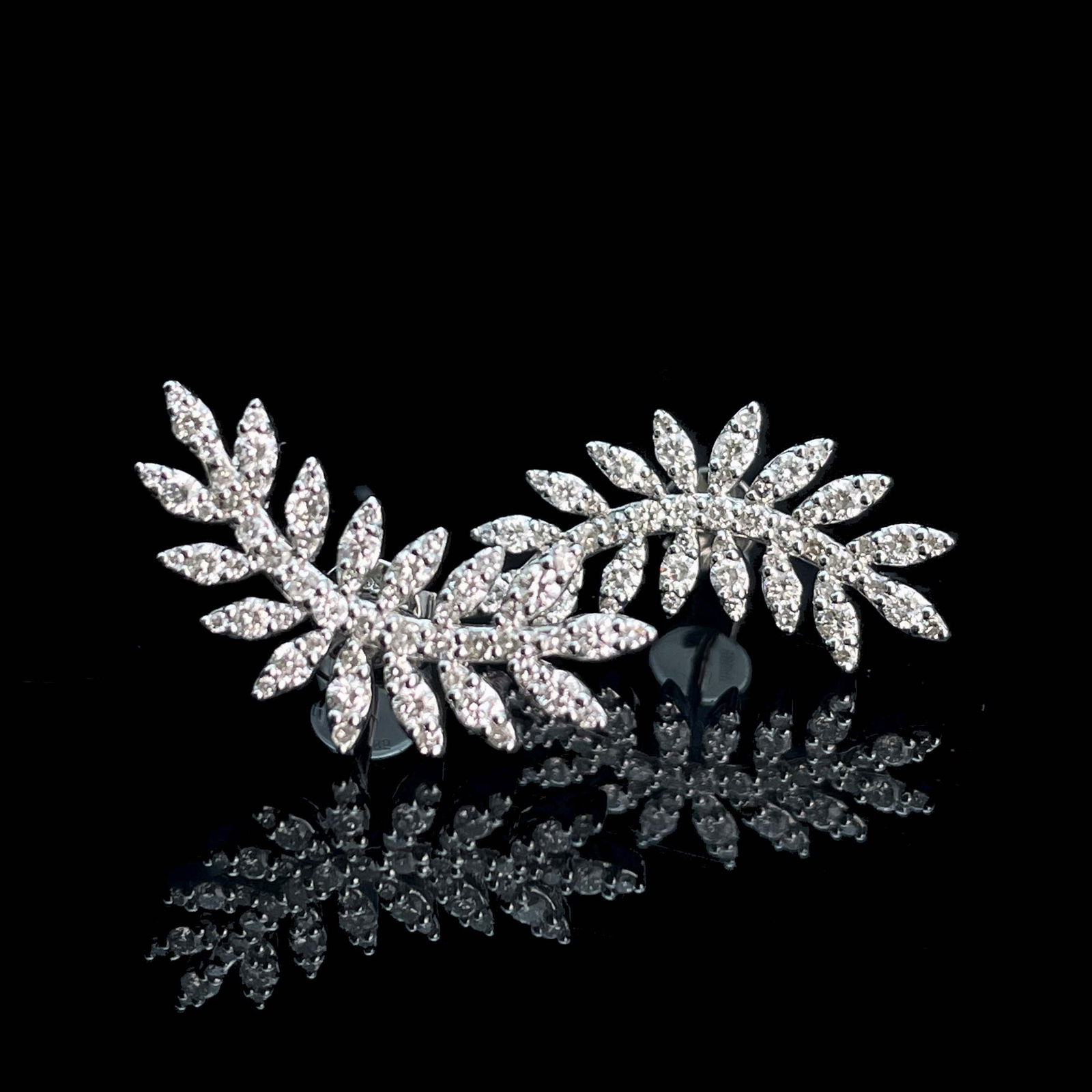 14k Gold 0.86 Ct Natural H Diamond Earrings - 3