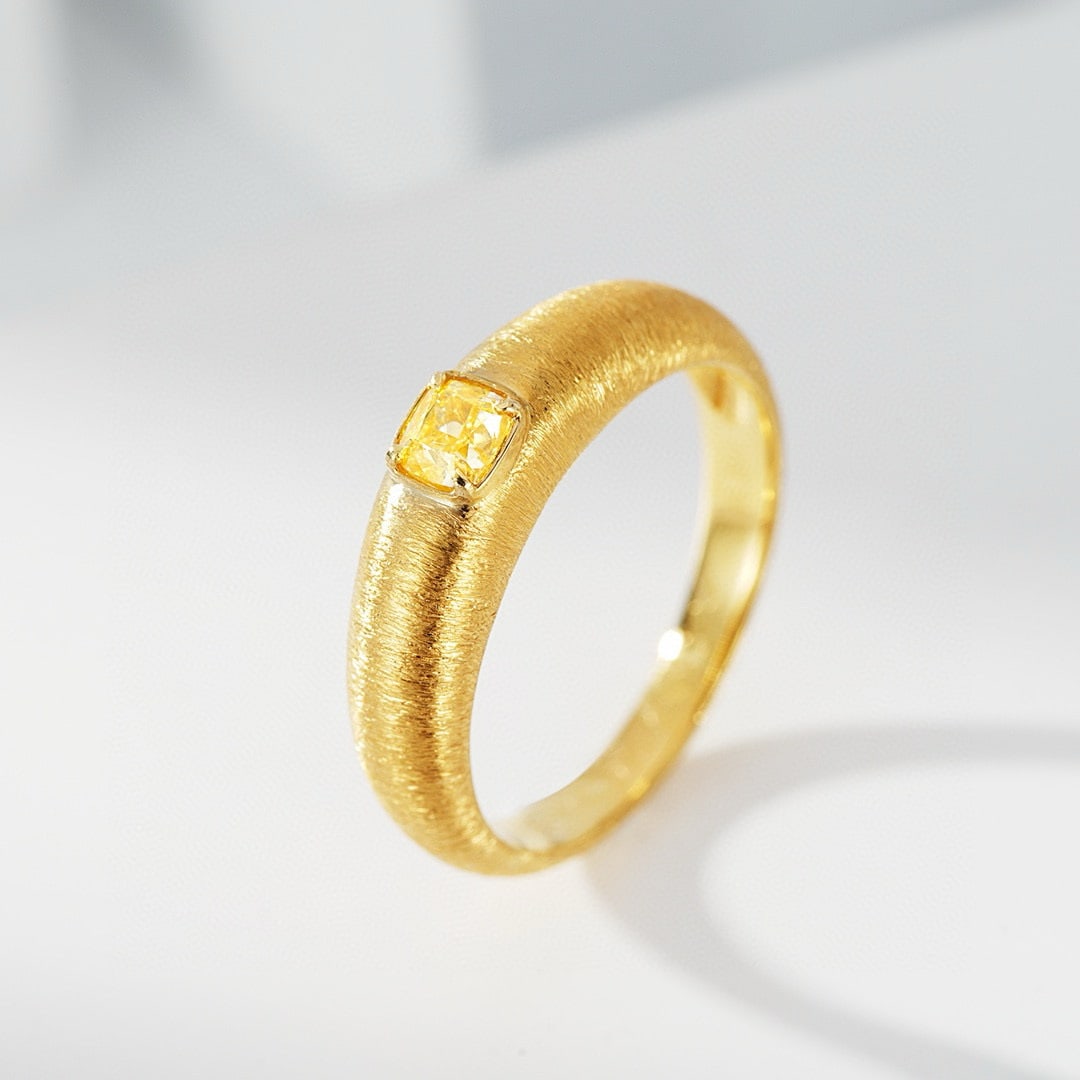 14k Gold 0.3 Ct Natural Yellow Diamond Ring - 2