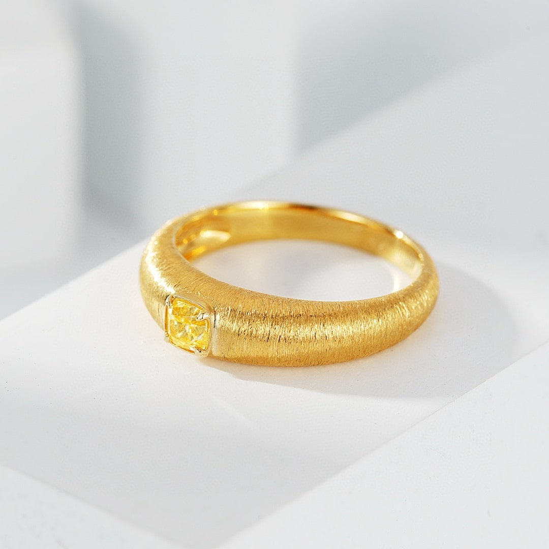 14k Gold 0.3 Ct Natural Yellow Diamond Ring - 3