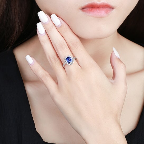 14k Gold 2.49 Ctw Natural Sapphire & Diamond Ring - 4