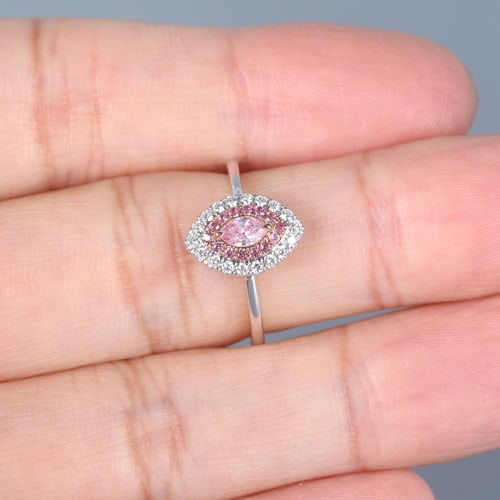 14k Gold 0.37 Ctw Natural Pink Diamond & Diamond Ring - 2