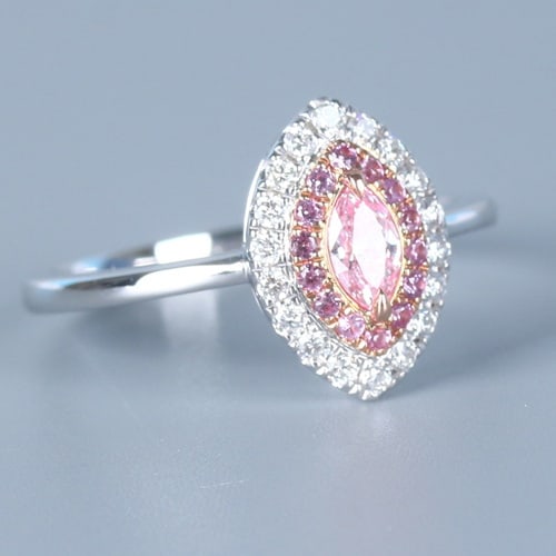 14k Gold 0.37 Ctw Natural Pink Diamond & Diamond Ring - 6