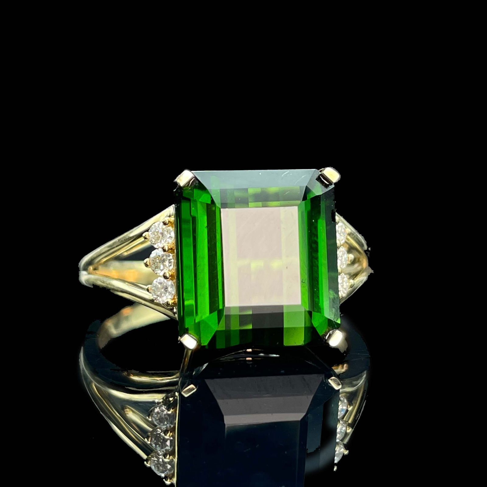 14k Gold 7.9 Ct Natural Tourmaline & Diamond Ring - 4