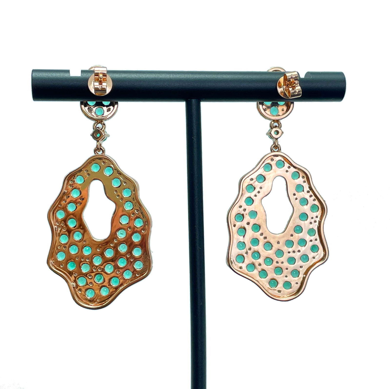 14k Gold 5.97 Ctw Natural Emerald & Diamond Earrings - 4