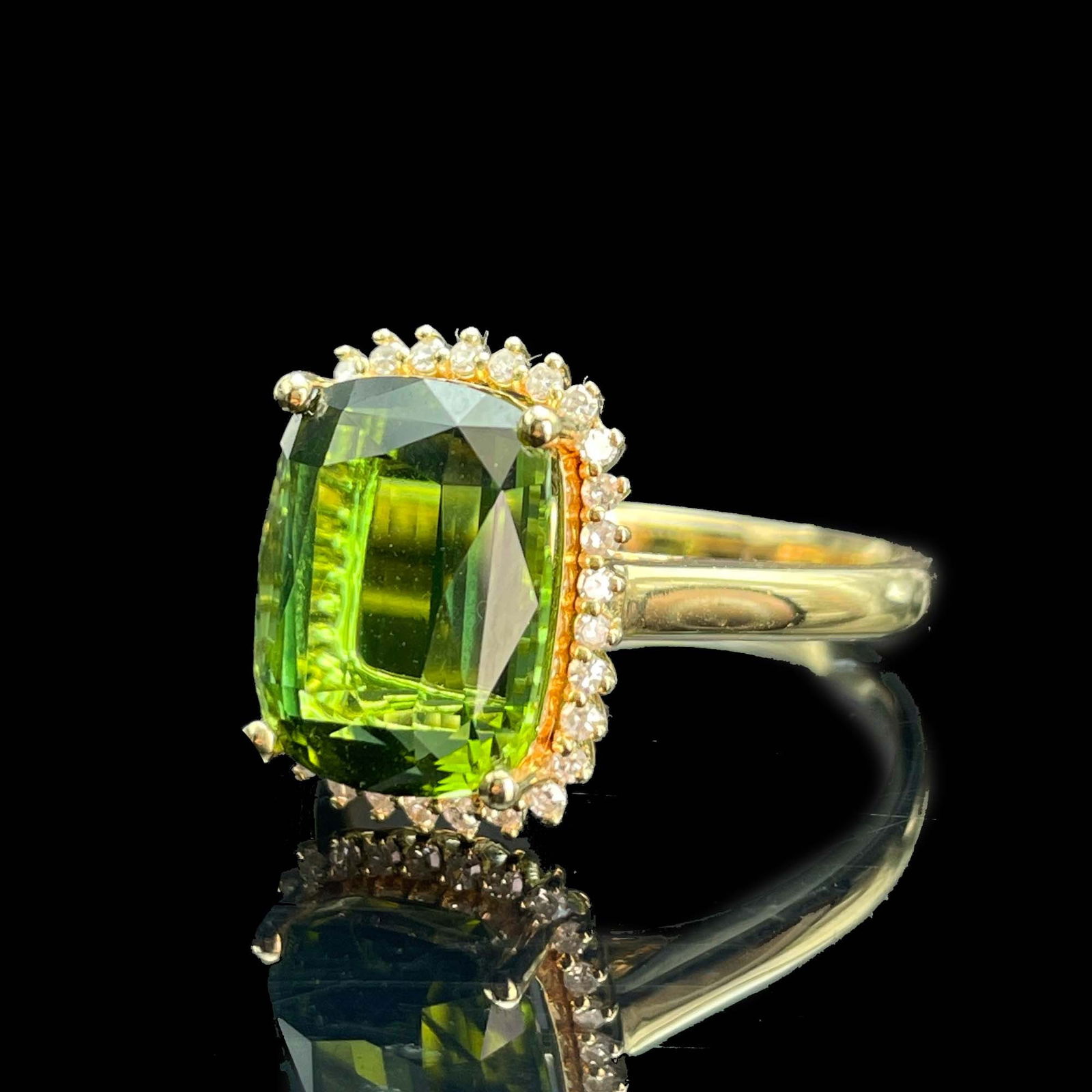 14k Gold 4.16 Ctw Natural Tourmaline & Diamond Ring - 3