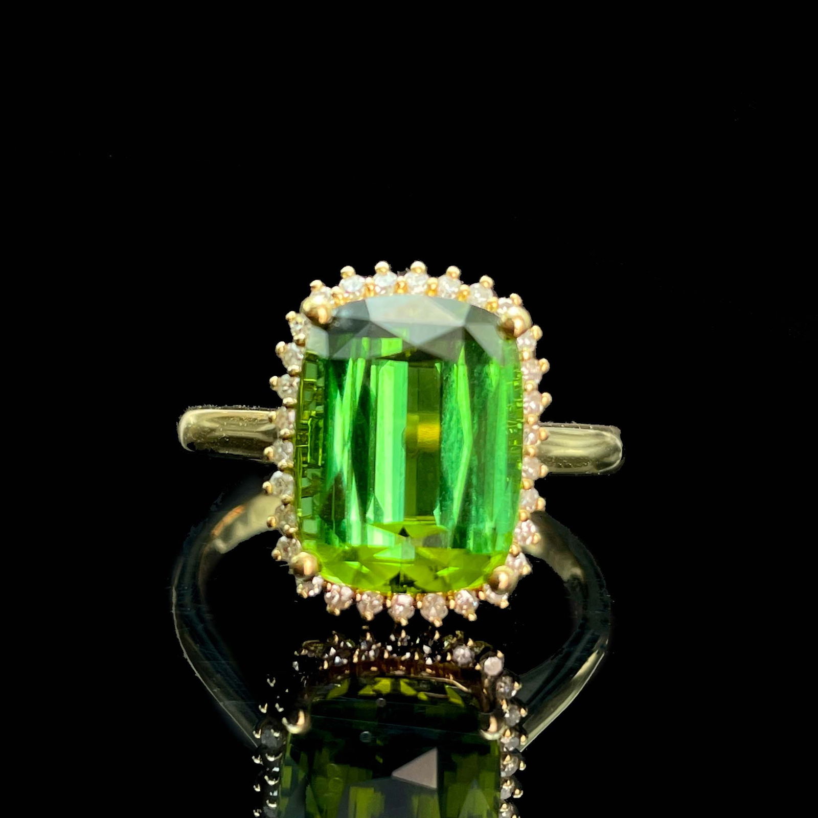 14k Gold 4.16 Ctw Natural Tourmaline & Diamond Ring - 5