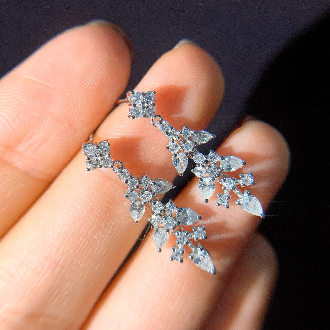 14k Gold 1.3 Ct Natural H Diamond Earrings - 2