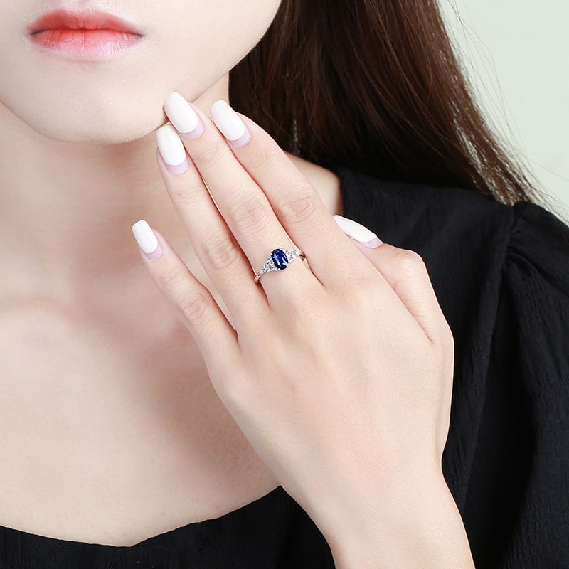 14k Gold 1.42 Ctw Natural Sapphire & Diamond Ring - 4