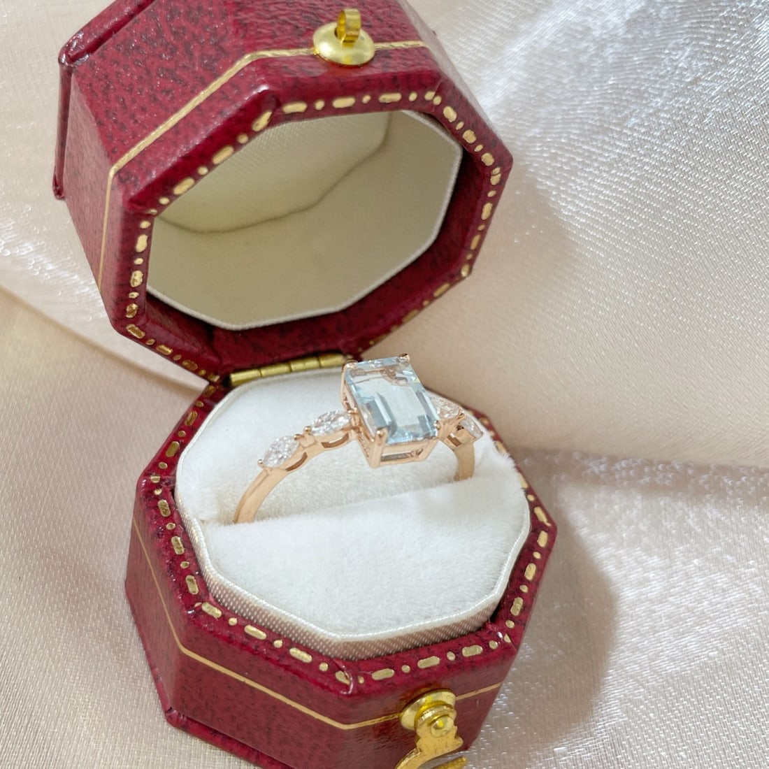 14k Gold 1.07 Ctw Natural Aquamarine & Diamond Ring - 3