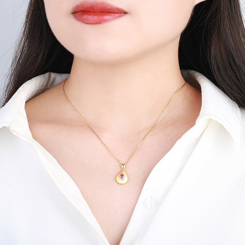 14k Gold 0.43 Ctw Natural Sapphire & Diamond Pendant( Without Chain ) - 3