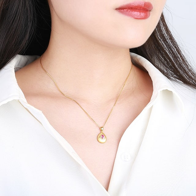 14k Gold 0.43 Ctw Natural Sapphire & Diamond Pendant( Without Chain ) - 4