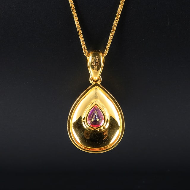 14k Gold 0.43 Ctw Natural Sapphire & Diamond Pendant( Without Chain ) - 5