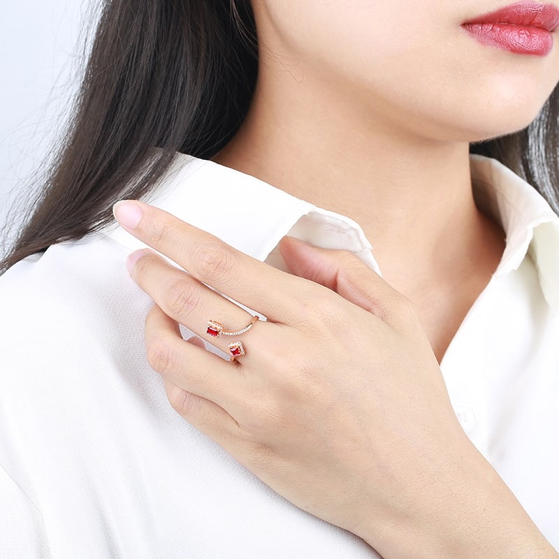 14k Gold 0.74 Ctw Natural Ruby & Diamond Ring - 3