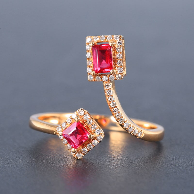 14k Gold 0.74 Ctw Natural Ruby & Diamond Ring - 5