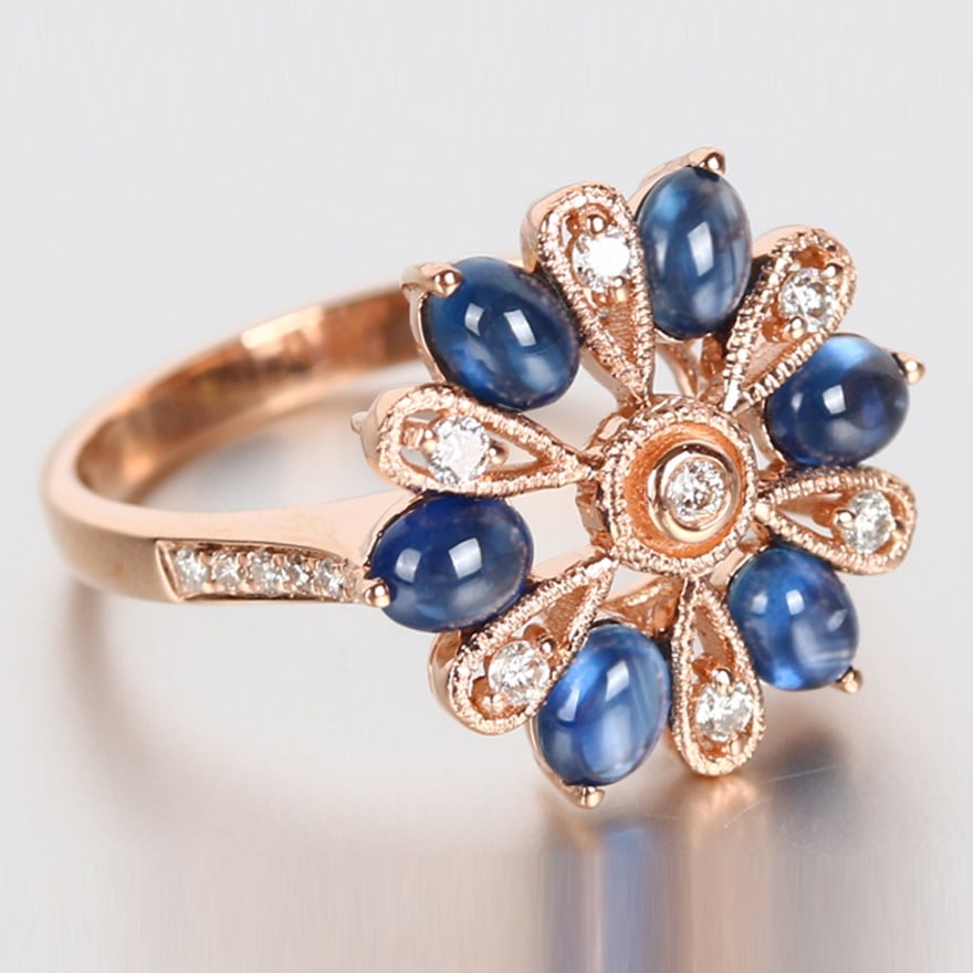 14k Gold 1.66 Ct Natural Sapphire & Diamond Ring - 3