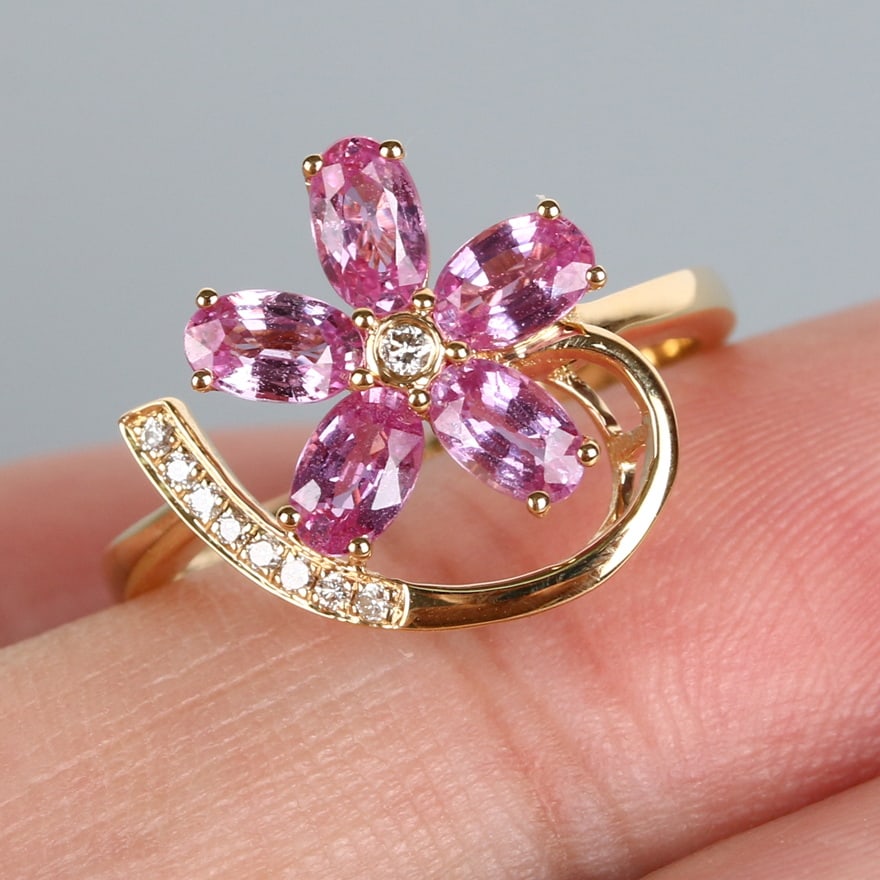 14k Gold 1.45 Ct Natural Sapphire & Diamond Ring - 3