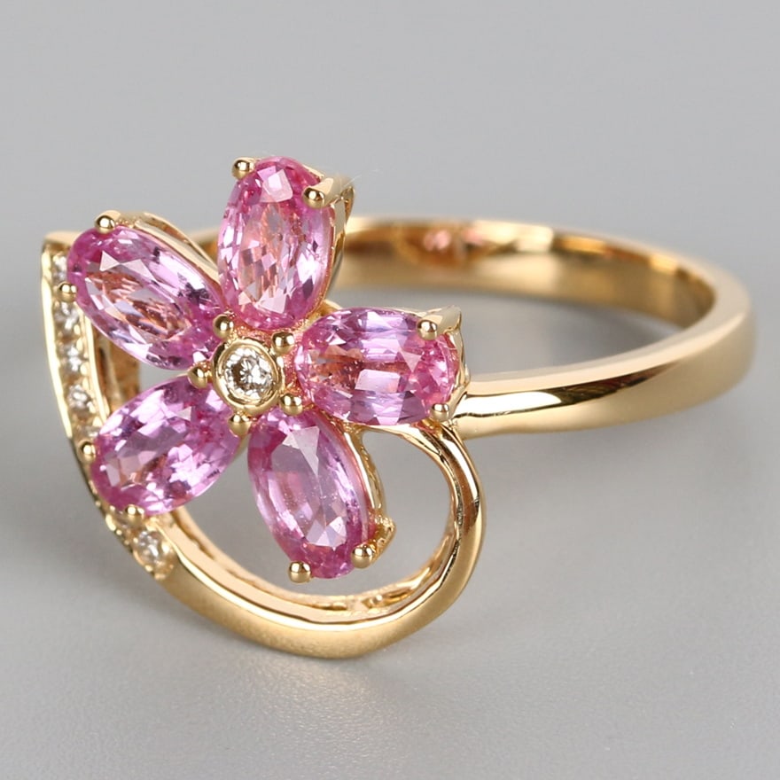 14k Gold 1.45 Ct Natural Sapphire & Diamond Ring - 4