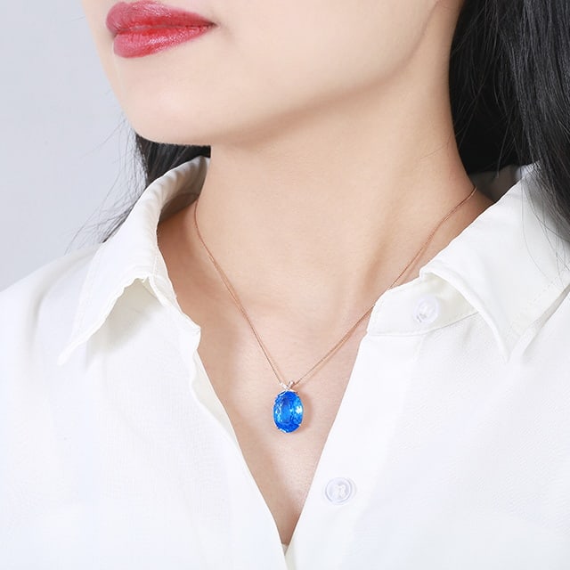 14k Gold 9.90 Ctw Natural Topaz & Diamond Pendant( Without Chain ) - 6