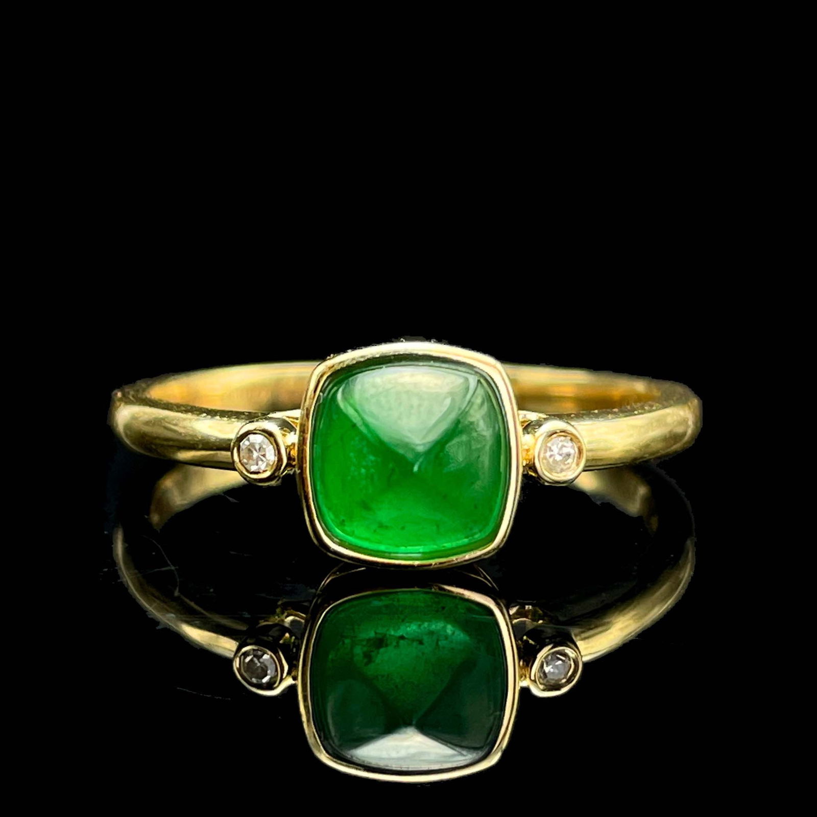 14k Gold 1.02 Ctw Vivid Green Natural Emerald & Diamond Ring - 2