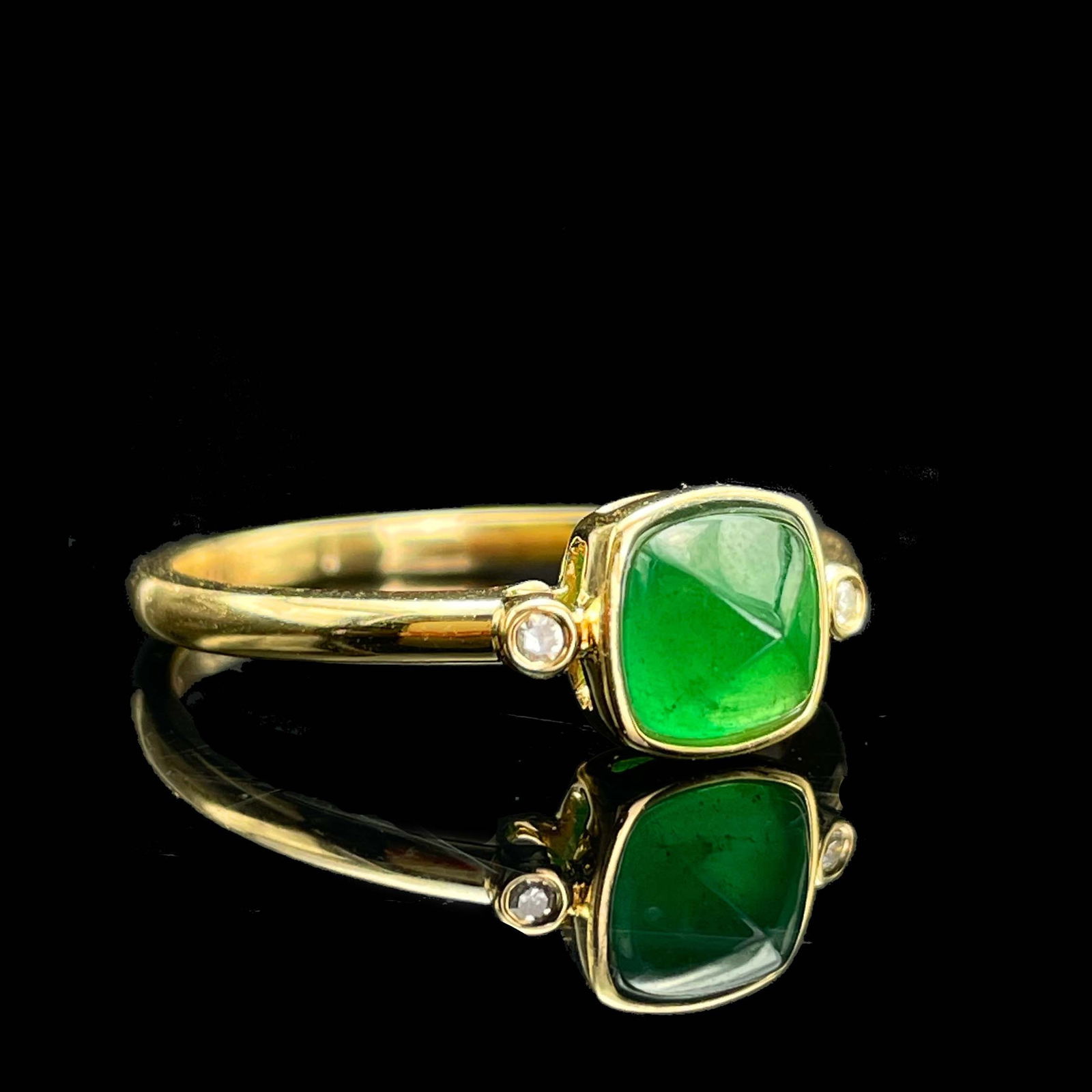 14k Gold 1.02 Ctw Vivid Green Natural Emerald & Diamond Ring - 3
