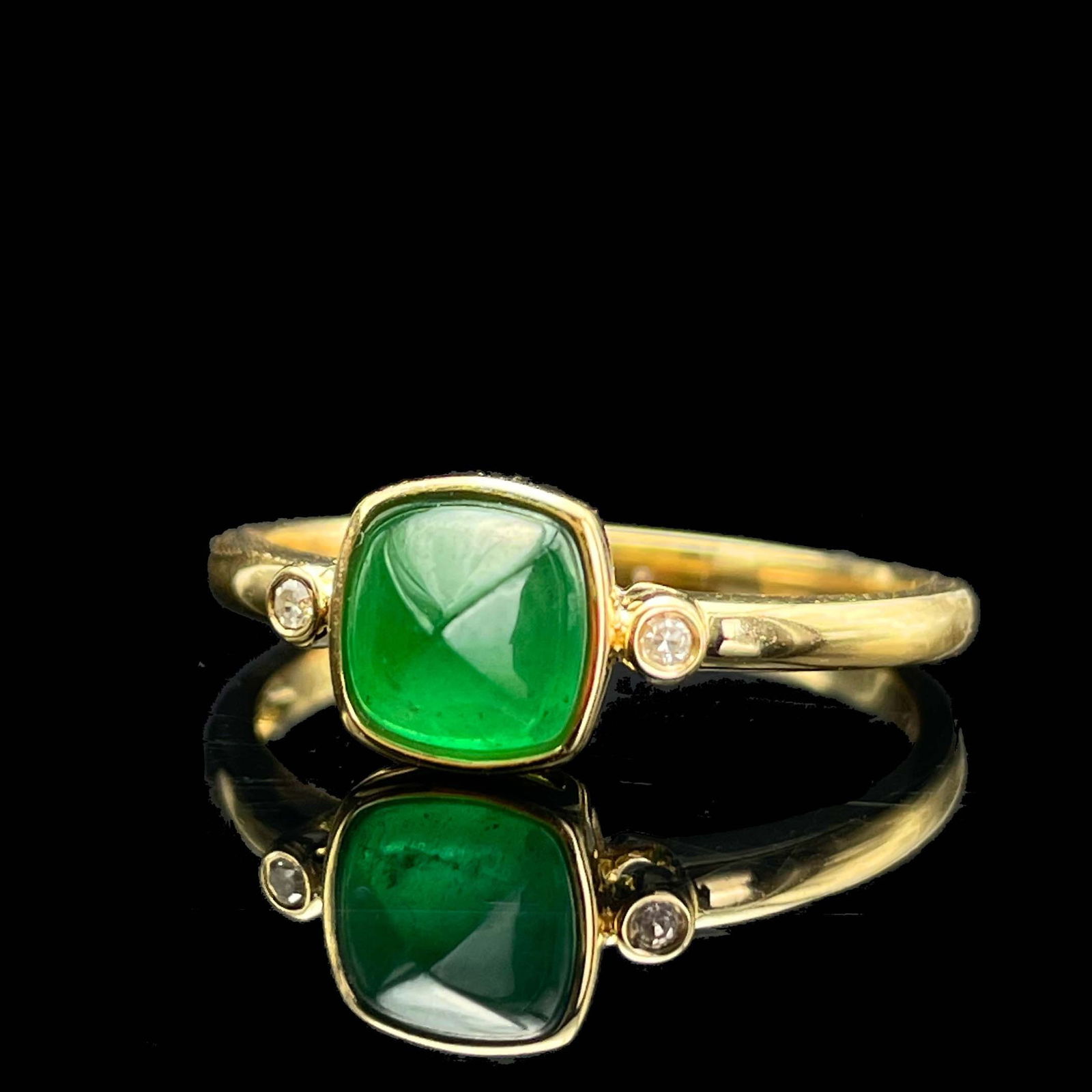 14k Gold 1.02 Ctw Vivid Green Natural Emerald & Diamond Ring - 4