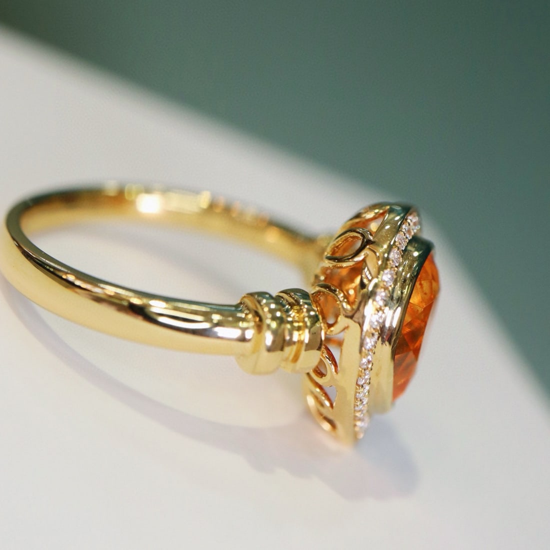 14k Gold 2.23 Ct Natural Spessartine & Diamond Ring - 2