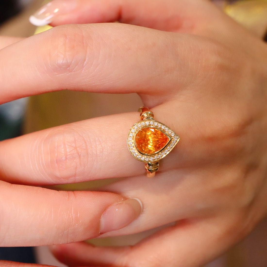 14k Gold 2.23 Ct Natural Spessartine & Diamond Ring - 5