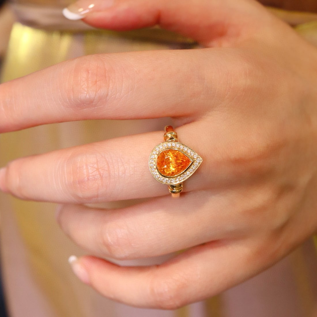 14k Gold 2.23 Ct Natural Spessartine & Diamond Ring - 6