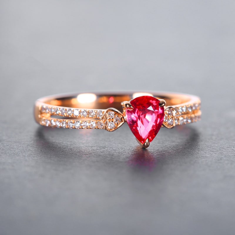 14k Gold 0.74 Ctw Natural Ruby & Diamond Ring - 3