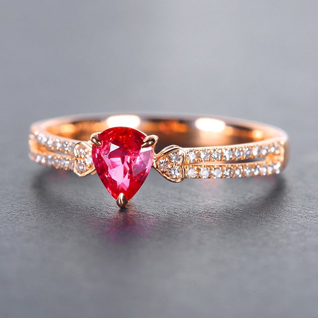 14k Gold 0.74 Ctw Natural Ruby & Diamond Ring - 4