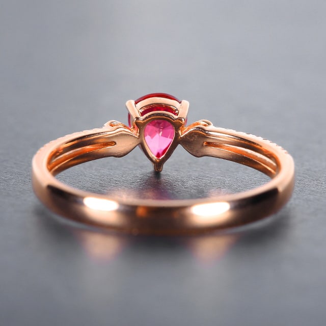 14k Gold 0.74 Ctw Natural Ruby & Diamond Ring - 6