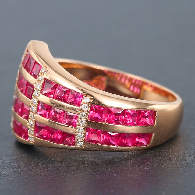 14k Gold 2.47 Ctw Natural Ruby & Diamond Ring - 4