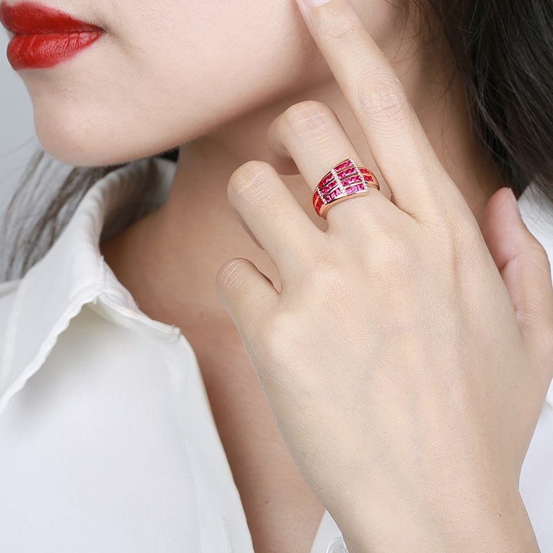 14k Gold 2.47 Ctw Natural Ruby & Diamond Ring - 5