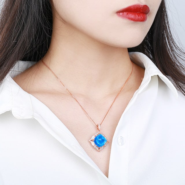 14k Gold 23.81 Ctw Natural Topaz & Sapphire Pendant( Without Chain ) - 2