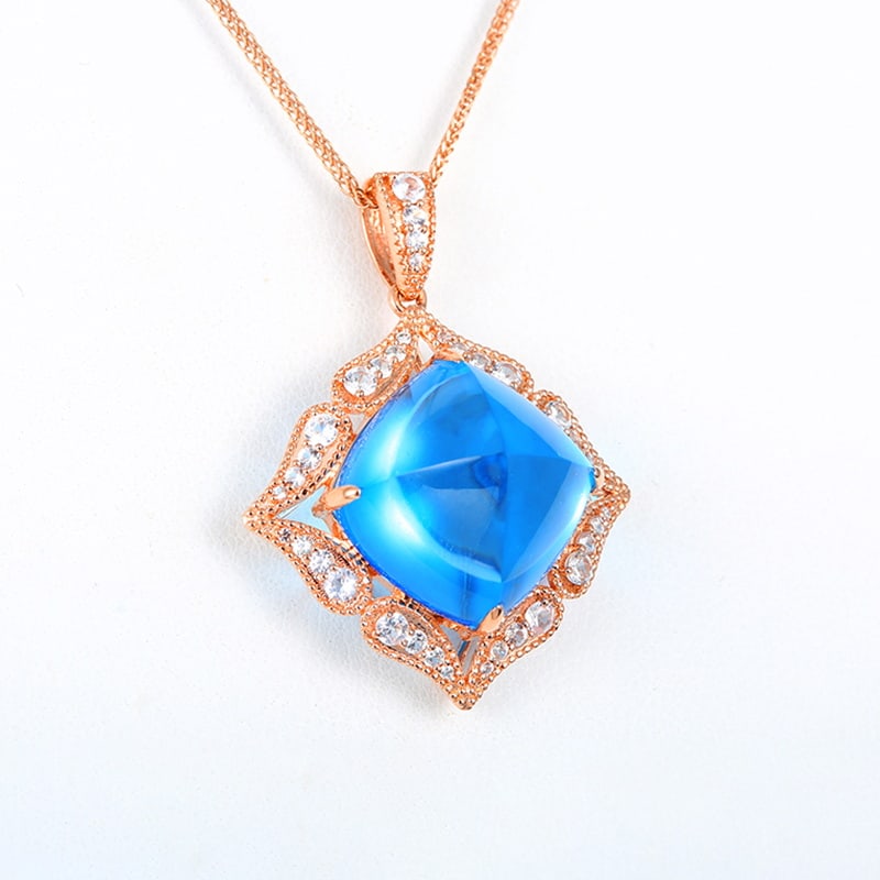 14k Gold 23.81 Ctw Natural Topaz & Sapphire Pendant( Without Chain ) - 4