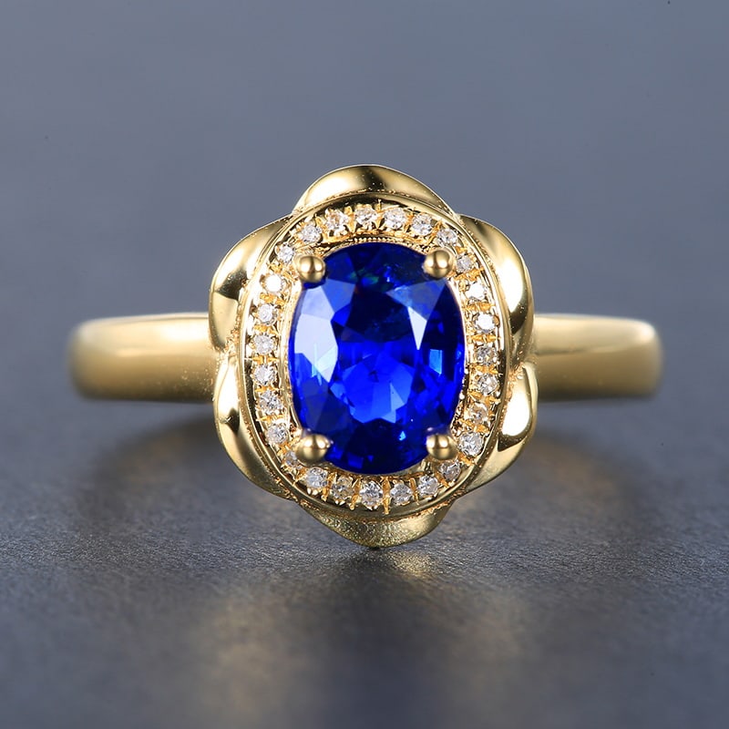 14k Gold 1.28 Ctw Natural Sapphire & Diamond Ring - 2