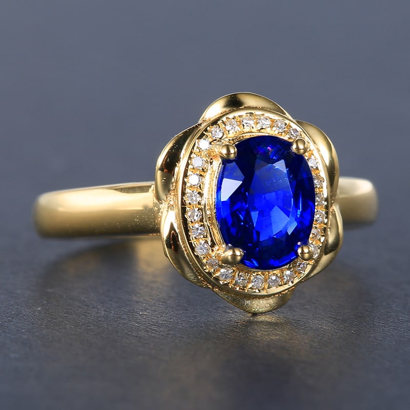 14k Gold 1.28 Ctw Natural Sapphire & Diamond Ring - 3
