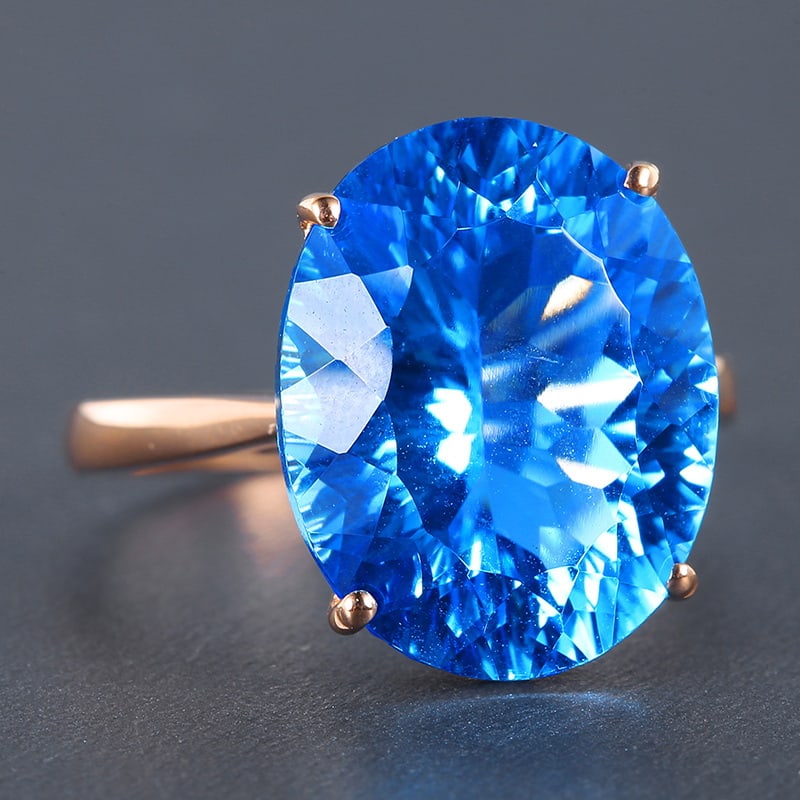 14k Gold 12.02 Ct Natural Topaz Ring - 4