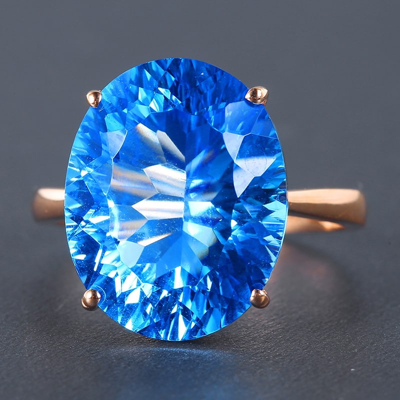 14k Gold 12.02 Ct Natural Topaz Ring - 5