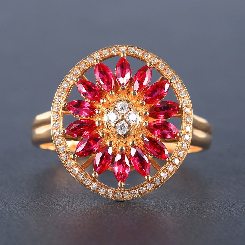 14k Gold 1.08 Ctw Natural Ruby & Diamond Ring - 2