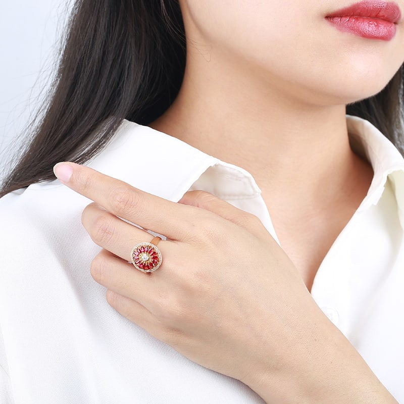 14k Gold 1.08 Ctw Natural Ruby & Diamond Ring - 5