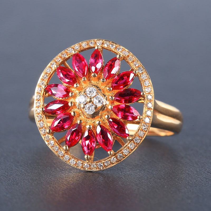 14k Gold 1.08 Ctw Natural Ruby & Diamond Ring - 6