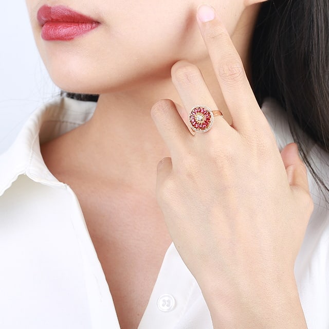 14k Gold 1.08 Ctw Natural Ruby & Diamond Ring - 7