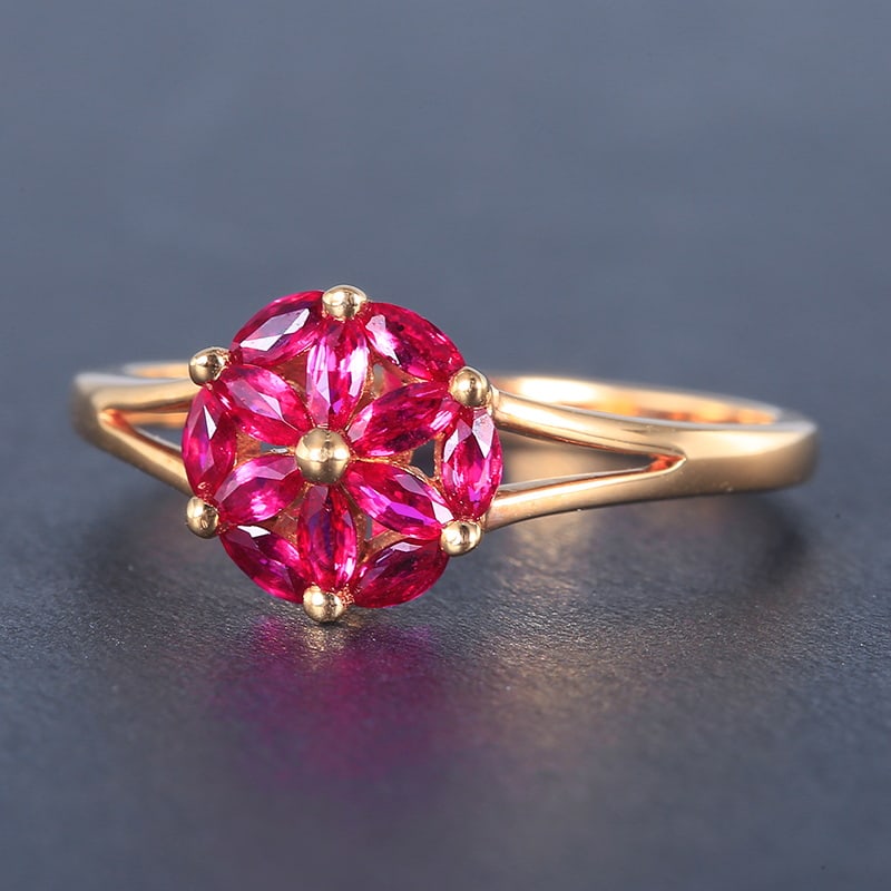 14k Gold 0.7 Ct Natural Ruby Ring - 2