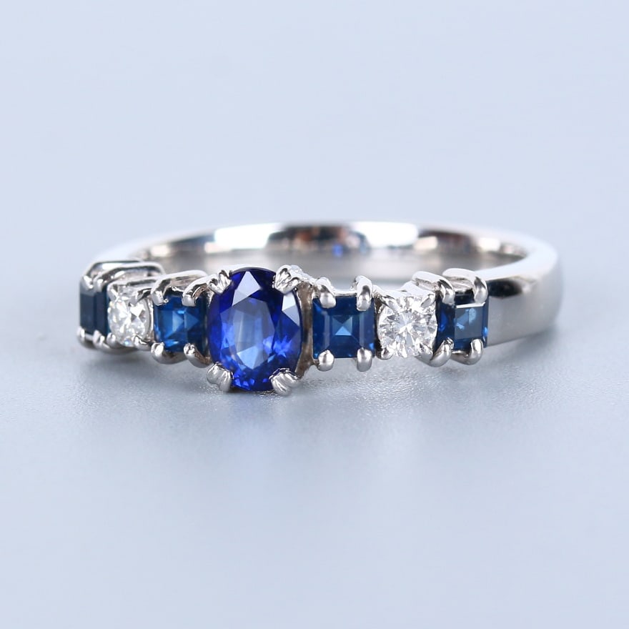 14k Gold 1.15 Ct Natural Sapphire & Diamond Ring - 3