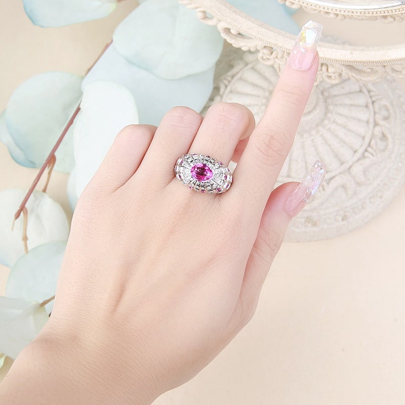 14k Gold 2.63 Ctw Natural Padparadscha Sapphire & Diamond Ring - 5