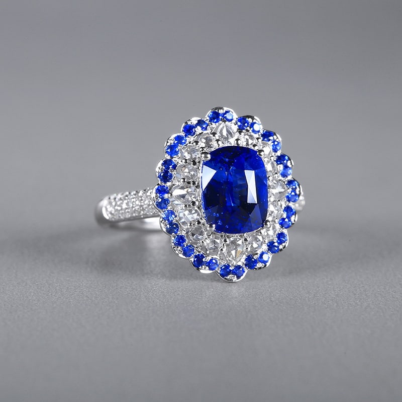 14k Gold 2.93 Ctw Natural Sapphire & Diamond Ring - 5