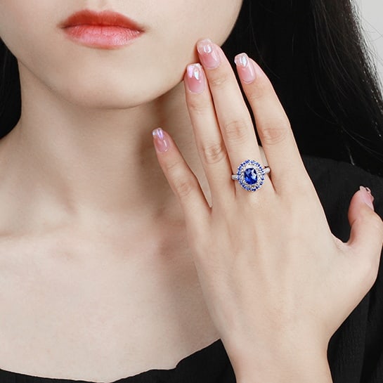 14k Gold 2.93 Ctw Natural Sapphire & Diamond Ring - 6