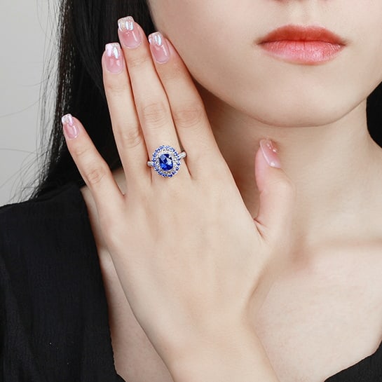 14k Gold 2.93 Ctw Natural Sapphire & Diamond Ring - 7