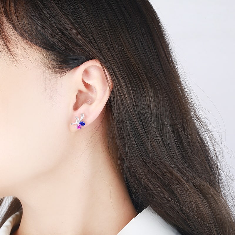 14k Gold 1.61 Ctw Natural Sapphire & Diamond Earrings - 2